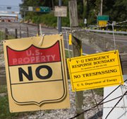 Signs warn against trespassing at the Y-12 National Security Complex in Tennessee. A congressional panel on Friday announced plans to further examine oversight of security operations at Energy Department facilities following a July break-in at the atomic arms plant by peace activists (AP Photo/Erik Schelzig).