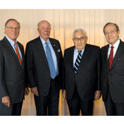 Former Senator Sam Nunn, former Secretary of State George P. Shultz, former Secretary of State Henry A. Kissinger and former Secretary of Defense William J. Perry.