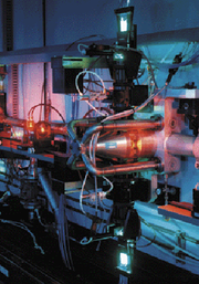 Laser isotope separation equipment. A U.S. Nuclear Regulatory Commission panel is scheduled next week to hold a final, closed hearing on a proposal to establish a nuclear fuel production facility incorporating a laser-based enrichment technology that has raised proliferation concerns (U.S. Lawrence Livermore National Laboratory photo).