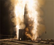 A U.S. Standard Missile 3 Block 1A interceptor lifts off from the USS Lake Erie in a Feb. 13 trial. The Pentagon is looking "very hard" at the future of a next-generation SM-3 system, a senior official said on Tuesday (U.S. Missile Defense Agency photo).