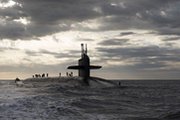The Ohio-class ballistic missile submarine USS Rhode Island sails into Naval Submarine Base Kings Bay in Georgia in March. Plans for replacing the submarines with a newly designed craft will remain crucial for the U.S. nuclear arsenal, a senior Defense official said (U.S. Navy photo).