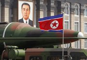 A purported new North Korean missile is rolled out during an April 2012 parade in Pyongyang. Experts on Thursday questioned Air Force assertions that China and North Korea are developing nuclear-capable cruise missiles (AP Photo/Ng Han Guan).