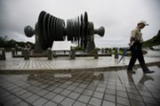 A security officer in 2011 walks past a low-pressure turbine rotor at an atomic energy site in Taiwan's Wanli district. Taipei and Washington have begun talks on renewing a nuclear trade agreement in which the island state might include key nonproliferation provisions (AP Photo/Wally Santana).