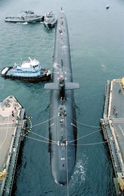 A U.S. Navy Ohio-class submarine capable of firing Trident nuclear-armed ballistic missiles. The Obama administration is protesting a Senate committee-passed measure that would call for cost and feasibility studies on alternative approaches to modernizing Navy and Air Force warheads for ballistic missiles (U.S. Navy file photo).