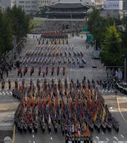 The South Korean military on Oct. 1 conducts a parade. The South is seeking to purchase more than 100 Patriot air-defense missiles and associated technology upgrades from the United States as it seeks to improve its defenses against North Korea (Chung Sung-Jun/Getty Images).