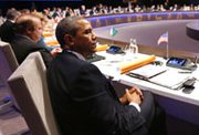 President Obama attends the opening session of the Nuclear Security Summit in the Netherlands on March 24. The Obama administration and House Republicans are clashing over nuclear security provisions in annual defense authorization legislation.